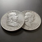 Lot of 2 Franklin Half Dollars (1960D, 1961D) - 90% Silver