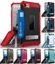 Tri-Shield Rugged Case Metal Kickstand Card Slot and Strap for iPhone 8 iPhone 7