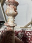 Carved Blush Pink Stone Taper Candle Hilder Marbled Decor 6 inches — photo 9