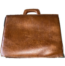VTG American Portfolio Co. Tan Leather Briefcase Organizer w Dividers Beautiful 