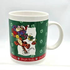 Disney Vintage Pooh and Tigger Jingle Bells Christmas Coffee Hot Cocoa 8 Oz Mug