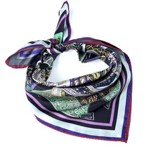 26"x26"Colorful Saddles Print Pure Mulberry Twill Silk 16momme Scarf 65x65cm5-48