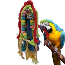 20.5 inch Parrot Chewing Toys - Wooden Block Tearing and Cotton Rope Toys for...