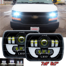For Chevy Express Cargo Van 1500 2500 3500 Pair 7x6 5x7 LED Headlight Hi/Lo