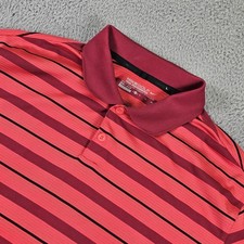 Nike Golf Polo Shirt Mens XL Red Striped Tour Performance Dri-FIT 619844-660