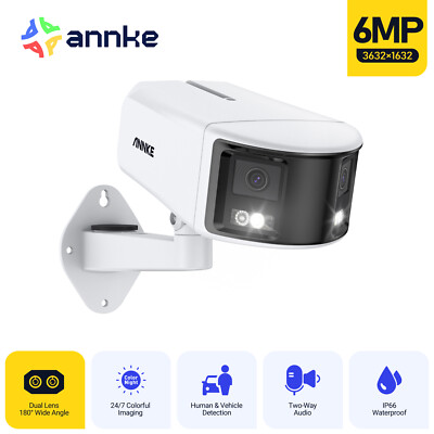 ANNKE 6MP POE Security Camera 180° Dual Lens Color Night Two Way Audio FCD600