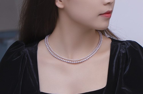 6mm Akoya Seawater Baby Pearl Necklace, Aurora Beads, 18K Gold Adjustable - Picture 9 of 13