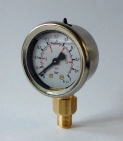 MANOMETRO 0-1 BAR acciaio Malpassi bagno GLICERINA diametro 40 attacco 18 ntp