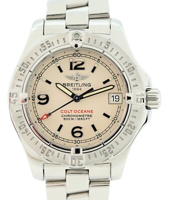 Breitling Ladies 33mm Colt Ocean 500M White Dial Stainless Steel Watch- A77380!