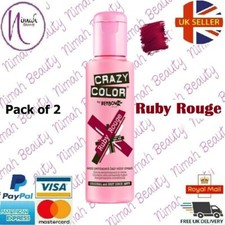 2 X Crazy Color Semi Permanent Hair Dye Ruby Rouge 100ml (Pack of 2)