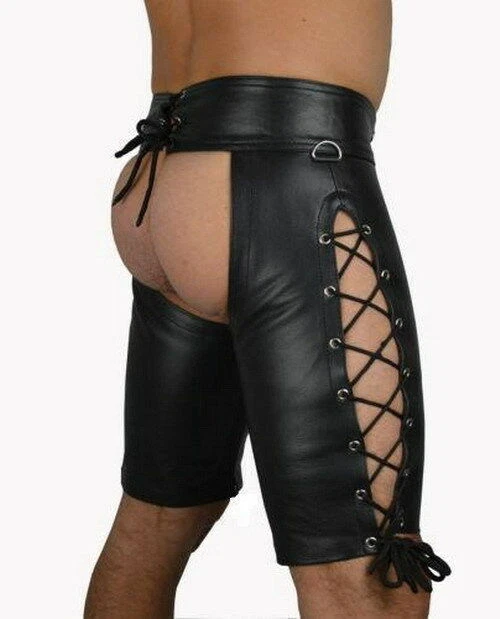 Para hombres Sexy Cuero PU Punk Gótico Pantalones Cortos Pantalones Disfraces Conjunto Ropa de club Foto 4 de 4