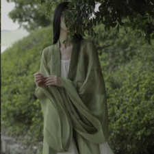 Chinese Hanfu Homemade Lady's Cardigan Tulle Suspender Dress Kimono Silk Fairy