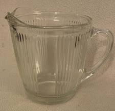 Vintage A & J 4 Cup Ribbed Glass Pitcher #7216 Made In USA