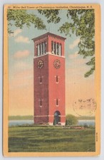 Linen~Miller Bell Tower @ Chautauqua Institution~New York~PM 1954~Vintage PC