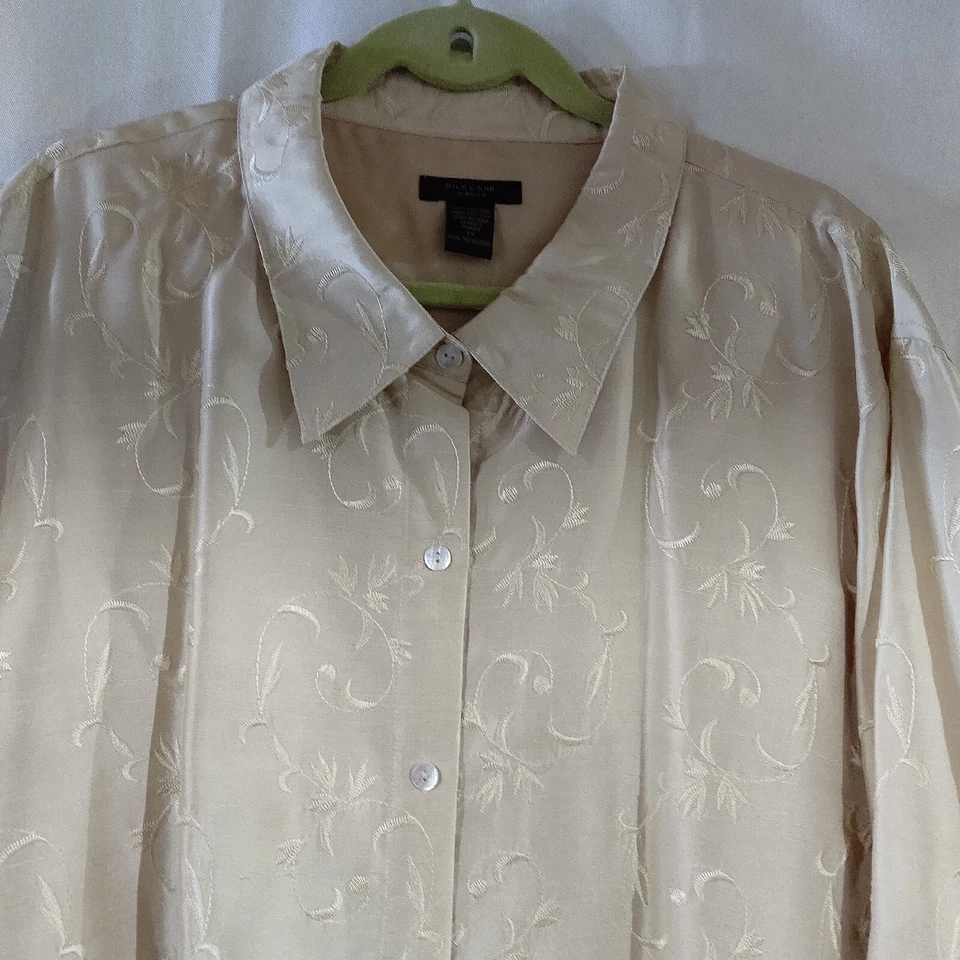 Silkland Women's Light Gold Embroidered Silk Blazer Size 3X - Image 3 of 4