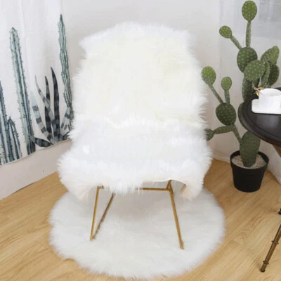 Flauschig Kunst Pelz Imitation Schafsfell Teppich Stuhlbezug Matte Shaggy Boden - Bild 1 von 4