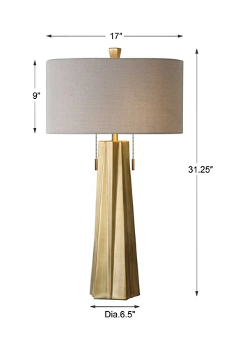 TWO MARIS MODERN 31" AGED BRASS SHAPED STEEL TABLE LAMP UTTERMOST 27548 - Picture 4 of 4