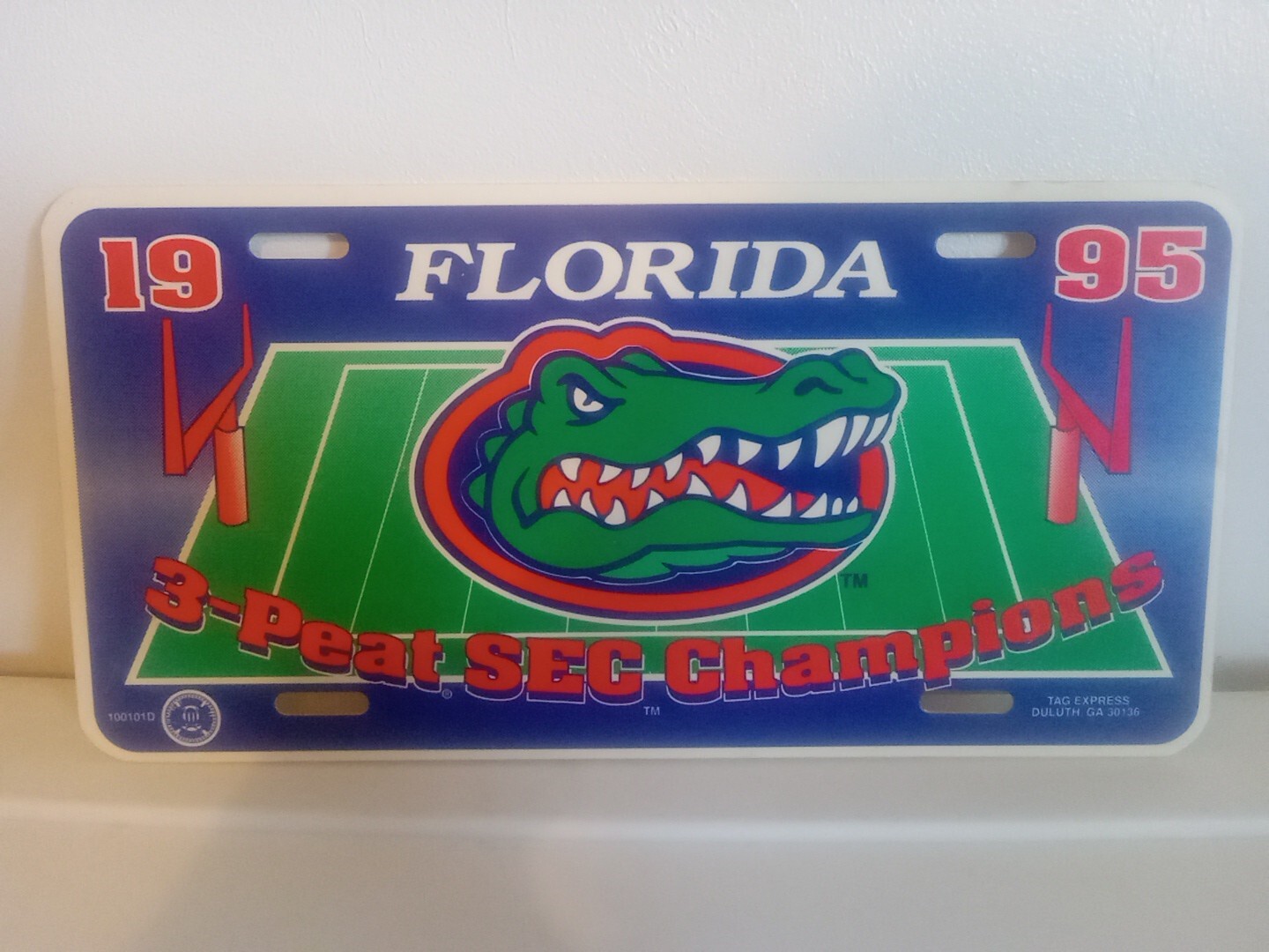 Vintage 1995 Florida Gators SEC Champions 3-Peat License Plate