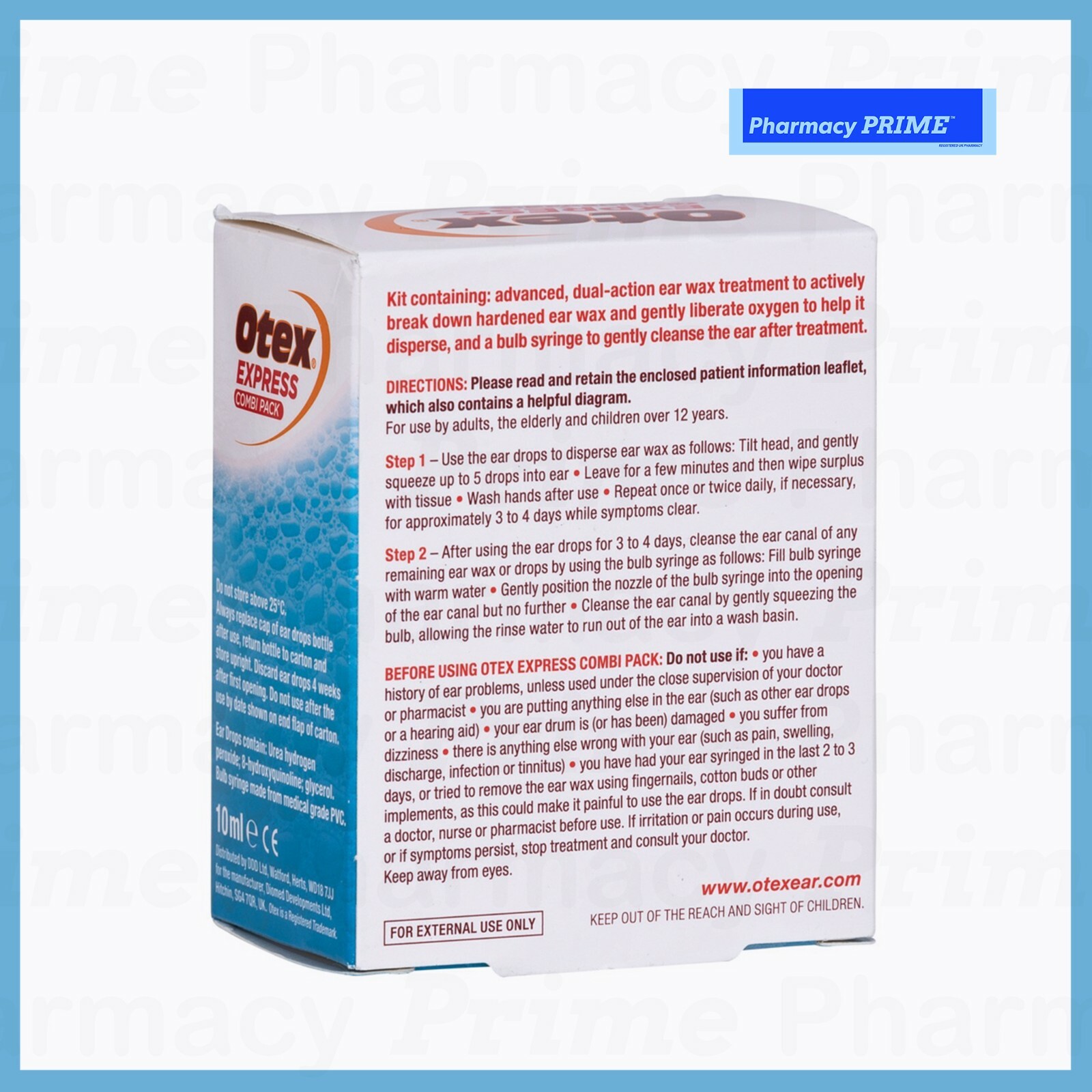 Otex Express Combi Pack Complete Ear Wax Ear Drops Syringe Removal Kit