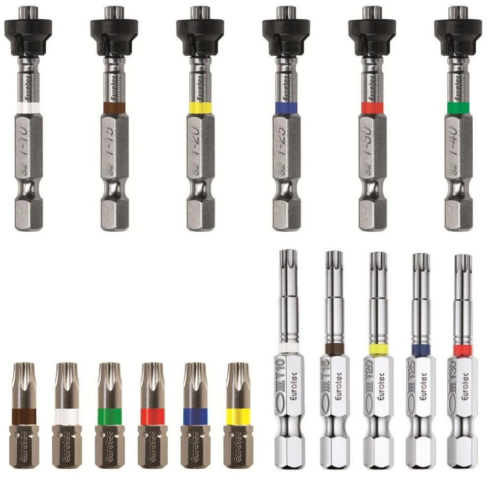 Eurotec Torx Bits Langbit TX10 TX15 TX20 TX25 TX30 TX40 TX50 Edelstahl Magnet