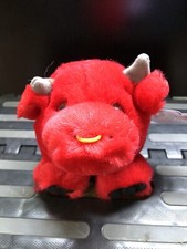 Vtg Swibco Puffkins  Bruno  Red Bull 4  Bean Bag Plush