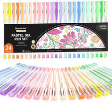 Shuttle Art Pastel Gel Pens, 24 Pastel Milky Colors Gel Pen for Black Paper, Adu