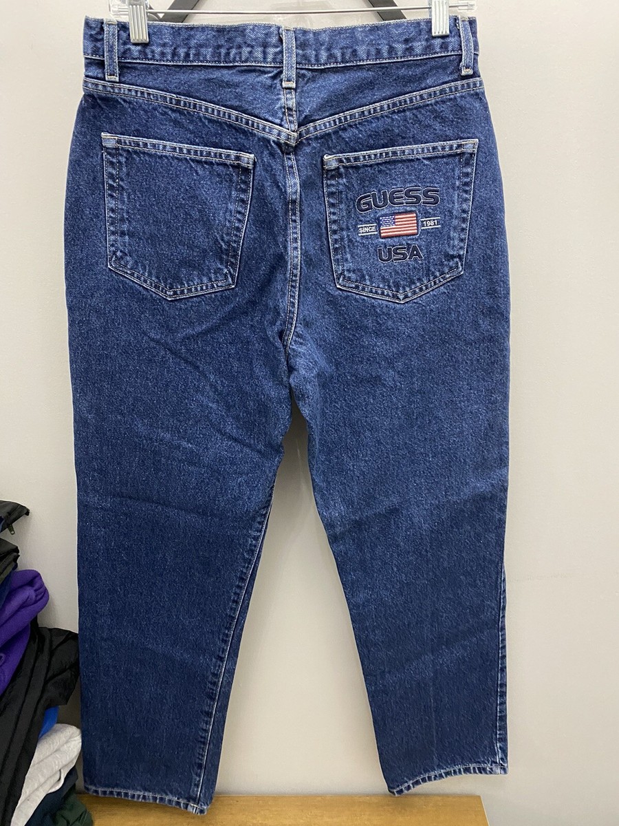 Vintage Guess Dark Blue Denim Jeans 90s Y2K Straight Leg Vintage Guess Dark Blue Denim Jeans 90s Y2K Straight Leg