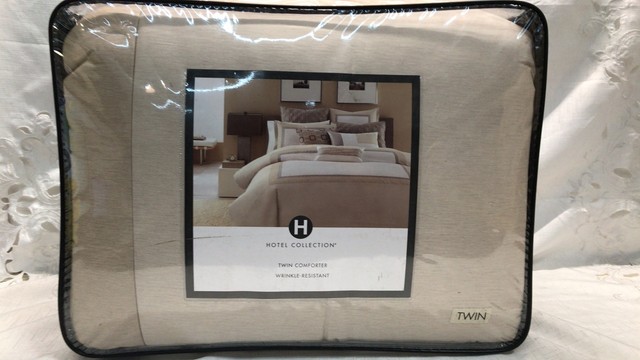 Hotel Collection 2960 Modern Block Beige Cotton Comforter Bedding