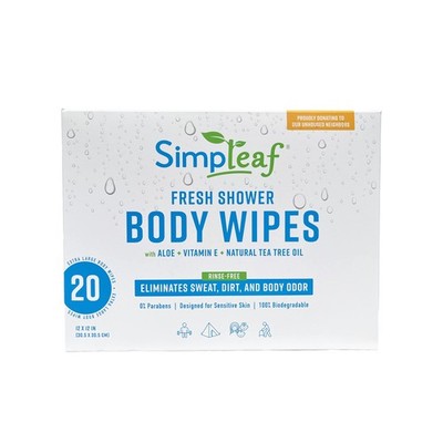 Simpleaf Body Shower Wipes | Extra Large Individually Packed Wipes