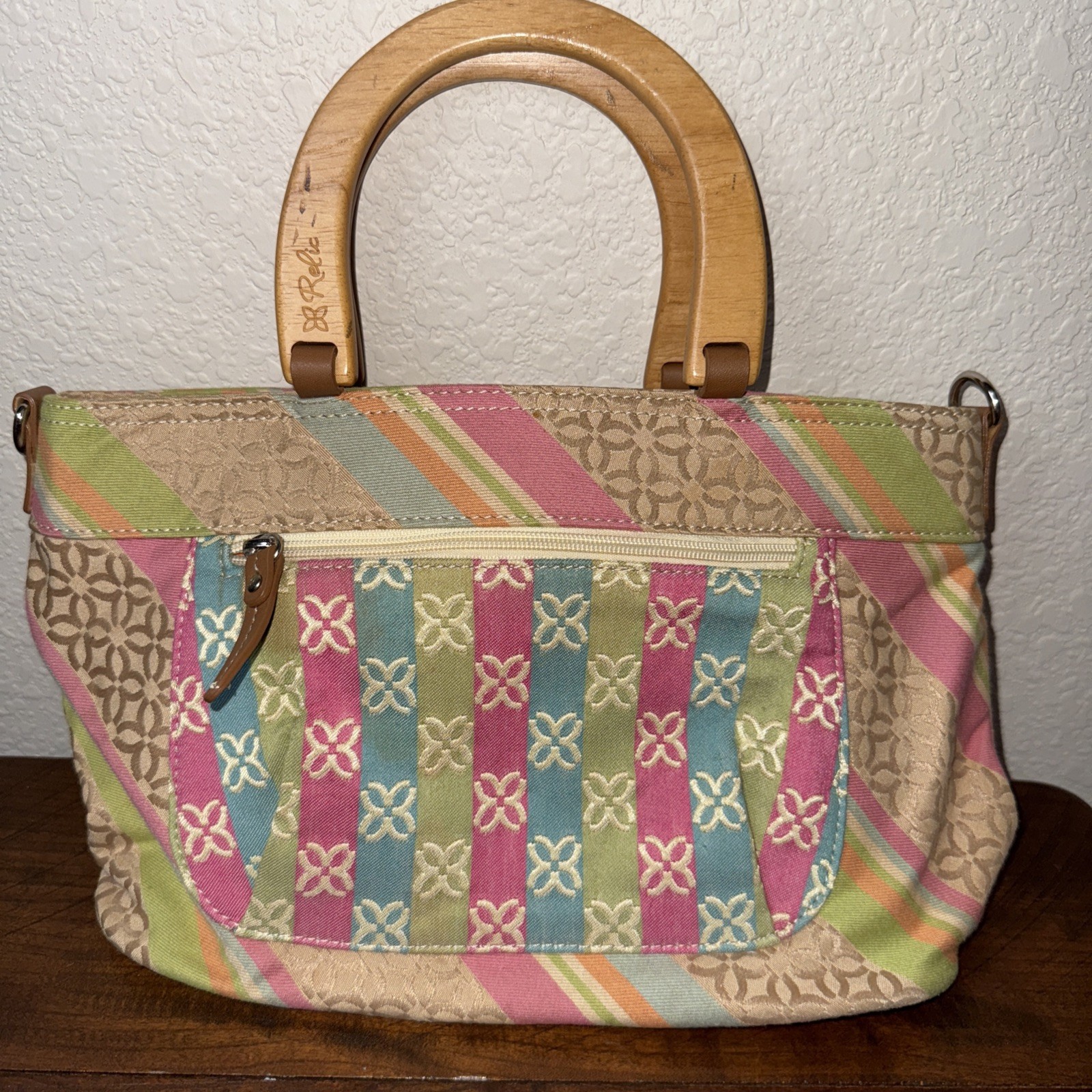 Relic Purse Handbag Bag with Wooden Handle