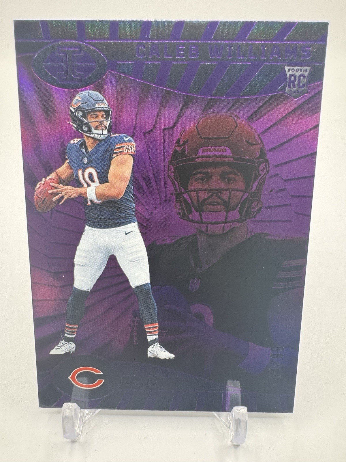 2024 Panini Illusions Caleb Williams #13 Purple Trophy Collection 14/99 Da Bears