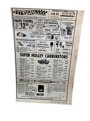 1976 Holley Carburetors Mallory Accel Hurst Vintage Speed Parts Ad