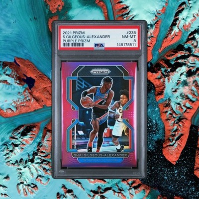 Panini 2022 Jersey # Match Shai Gilgeous-Alexander Purple Prizm 2/99 SGA PSA 8 