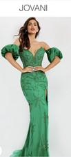 Jovani Signature Couture Green Beaded Pageant Prom Evening Gown Dress Size 4