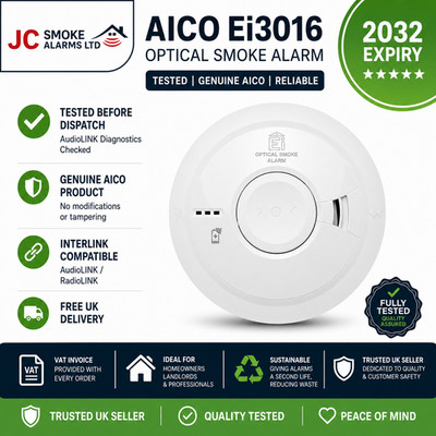 AICO Ei3016 Optischer Rauchmelder | Manipulationssicher | Rechnung mit MwSt | Ablauf 2032