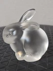 FENTON Rabbit/Bunny Frosted Glass Clear Figurine Marked Paperweight