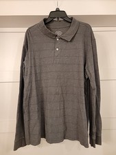 Long Sleeve Polo XL St John's Bay Y2k Gray Blue Pinstripe