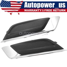 Front Bumper Fog Light Grille Cover Bezel  W/Trim Pair For 2017-2018 Ford Fusion