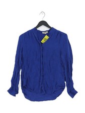 L'agence Women's Blouse XXS Blue 100% Silk Long Sleeve Collared Basic