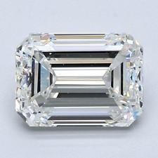 Cert. AGI 2 Carat Emerald Cut Natural Mined Diamond Loose H color VVS2 clarity