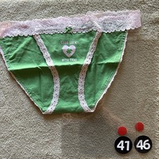 Pink By Victoria  s Secret, Small Green Lace Waste String Bikini Panties
