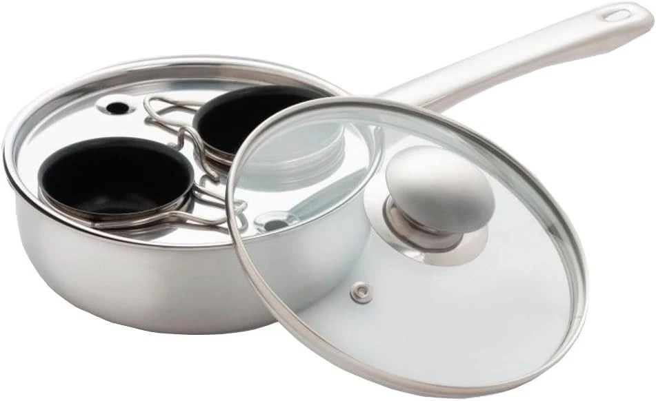Excelsteel 18/10 Stainless Steel 2 Cup Egg Poacher, Non Stick Easy