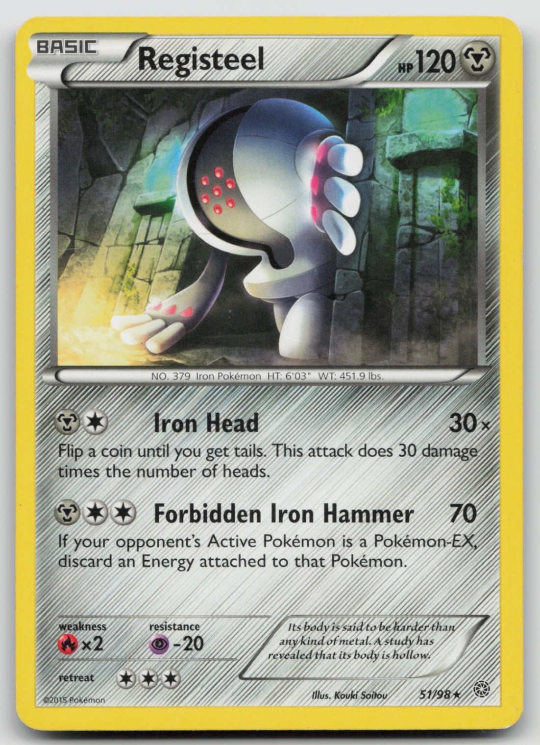 Pokemon Card Registeel Rare XY - Ancient Origins 51/98