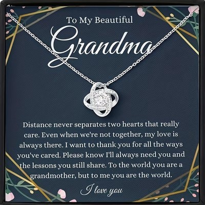 Love Knot Pendant Necklace for Grandma, Sentimental Gift from Granddaughter o...