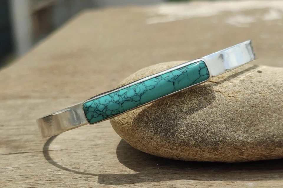 .925 Sterling Silver And Turquoise Cuff Bracelet Brand New ￼ - Image 2 of 3