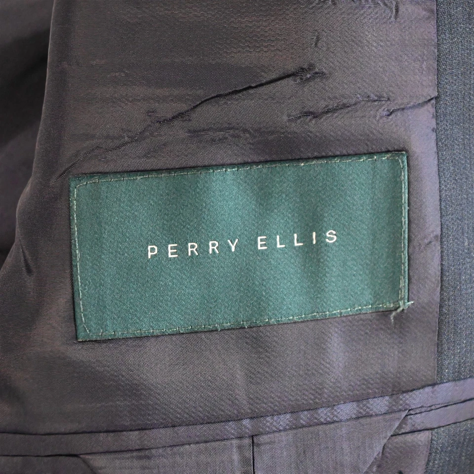 Perry Ellis 40S 33x30 Blue Striped Classic Fit Mens Jacket Pants Suit - Image 4 of 4
