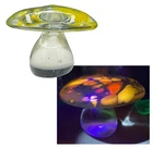Blenko Vintage Art Glass Mushroom Yellow Spots GLOWS Blacklight Paperweight
