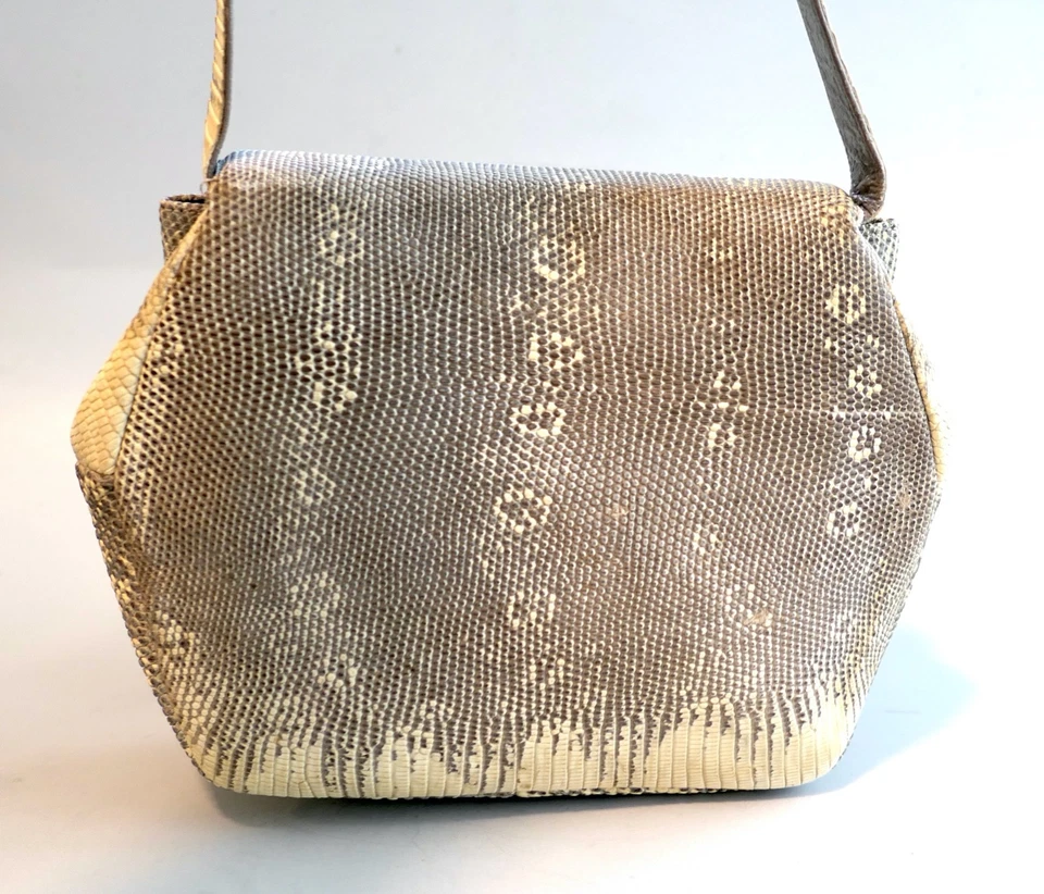 Cartera de mano única vintage de los años 50 con textura serpiente pitón reptil Foto 4 de 4