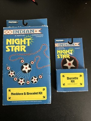 Vtg Pastime Craft Kit 385 & 398 Barrette Necklace Jewelry Bead NIGHT STAR Indian