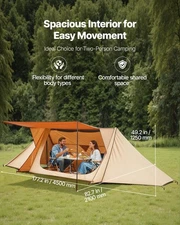 New Camping Hot Tent, Lightweight BNewhcraft Tent with Stove Jack & 2 Tarp Poles